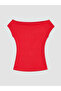 Lcw Vision Red Boat Neck Women's Ribbed T-Shirt - 6