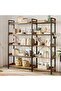 Industrial Corner Shelving Unit 5 Levels L- Tall Bookcase with 4 Hooks - Storage Unit Living Room Office Bedroom - 2