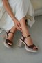 Loreva Thick and High Heel Adjustable Ankle Buckle Detail Women's Sandals - Brown Suede - 2
