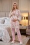 Women's Pink Floral Lace New Season 3-Piece Maternity Pajama Set with Dressing Gown - 5