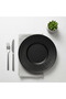 Black Ceramic Round Dinner Plate with Embossed Radial Rim – 10.5 Inch - 2