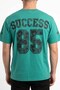 Men's Green Relaxed B-Neck Cotton T-Shirt with Front and Back Print - 2