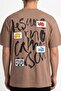 Men's Light Brown Relaxed B-Neck Cotton T-Shirt with Front and Back Print - 2