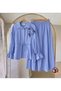 Women's Two-Piece Suit with Hijab Skirt, Brooch Detail, Gathered Waist, Stylish Daily Office and Event Combination, Blue - 2