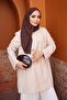 Beige Front Detailed Waist Tie Tunic - 3