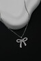 Women's Silver Color Zircon Stone Large Bow Figured Necklace - 4