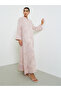 Pink All Over Print Stand Collar Jalabiya with Side Slit