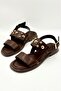 Gold Accessory Detailed Daily Comfortable Women's Sandals Bitter Brown(14)