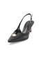 Grace Black Color Metal Buttoned Women's Heeled Shoes - 7