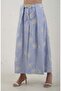 Floral Embroidered Belted Striped Trouser Skirt - 2