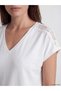 Lace Detailed 100% Cotton Women's T-Shirt (S6) - 3