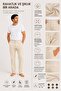 Ecru Lycra Stretch Fabric Elastic Waist Button and Zipper Summer Men's Linen Trousers // 2002-Ecru - 2