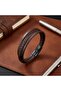Brown Leather Men's Bracelet – Titanium Steel with Magnetic Lock 18393B14D4 Water Resistant Anti-Allergic Non-Tarnish - 4