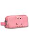 Pink Hippopotamus Shaped Pink Girl's Pencil Bag with Two Compartments - 6032