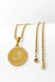 Gold Color Inshirah and Vav Letter Written Double Sided 60 cm Twisted Chain Stainless Steel Necklace - 7