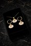 Women's Gold Color Pearl Detailed Sea Shell Necklace and Earring Set - 2