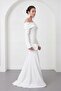 Women's White Boat Neck Long Sleeve Promise Engagement Wedding Evening Dress - 2