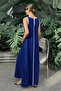 Women's Off-The-Shoulder Long Viscose Dress with Thin Strap Detail - 4