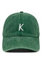 Dark Green Embroidered Washable Vintage Unisex Hat with Letter K