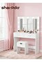 Bedroom Makeup Dressing Table with 3 Color Lighting Modes LED Mirror, Modern Vanity Desk (Stool Not Included)