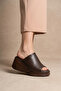 Bella 1700 Brown Genuine Leather Women's Slippers
