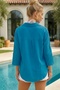 Blue Shirt Collar 3/4 Sleeve Buttoned Pocket Embroidered Casual Cotton Woven Shirt 75 60 - 8