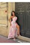 Women's Pink Asymmetrical Ruffle Chiffon Maxi Dress Yel221721 - 6