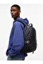 Men's Logo Flag Label Mesh Front Compartment Zippered Black Backpack - 2
