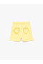 Heart Appliqued Cotton Shorts with Elastic Waist