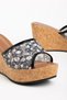 Black Mesh with Embroidered Flowers and Cork Coating Slippers Women's Shoes - 2