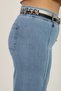 Plus Size Denim Belted High Waist Wide Leg Women's Trousers - 4