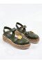 Inside and Outside, 100% Genuine Leather, Padded Sole, Closed Front, Khaki Women's Sandals - 6
