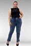 69005 Plus Size Beyoğlu Stone Detailed Jeans - Snow Wash Navy Blue