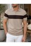 Men's Striped Polo Collar Knitwear T-Shirt Stylish - 4