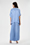 Women's Blue Italian V Taka Short Sleeve 2-Piece Loose Viscose Satin Set 40 - 44 Size - 3