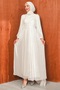 White Collar Stoned Draped Janjan Evening Dress