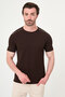 Plain Slim Fit Crew Neck Short Sleeve Men's T-Shirt Brown - 36890.26Y