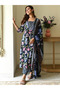 Blue Floral Print Viscose Kurta Set - ALV2199 | Blue - 3