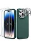5 in 1 Silicone Case for iPhone 14 Pro Max 6.7-inch, with 2-Pack Screen Protector and 2-Pack Camera Lens Protector, Tempered Glass Film, Shockproof Phone Cover (Midnight Green)