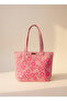 Pink Floral All-Over Hand-Painted Canvas Tote Bag - 3