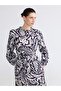 Lcw Everyday Navy Blue Ruffled High Neck Patterned Dress - 2