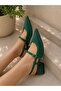 Amore Emerald Green Suede 3 cm Low Heel Strap Sandals Shoes - 4