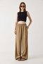Women's Wide Leg Loose Cut Trousers with Elastic Waist Mink