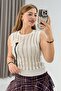 Women's Summer Knitwear Blouse with Openwork Accessories Cream - 2