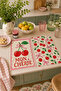 Mon Cherie Cherry and Floral Patterned Pink Retro Kitchen Decorative Stylish 2-Piece Kitchen Towel Set 35X55
