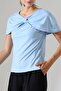 Stoned Sandy Fabric Cape Collar Blouse - 5