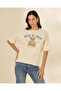 Women Cream Teddy Bear Embroidered T-Shirt