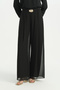 Pleated Loose Trousers with Metal Accessories - Black - 2