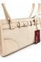 Linen Leather Detailed Rio Baguette Women's Shoulder Bag Cream - 3
