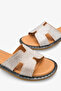 Camila Women's Genuine Leather Stone Slippers - Beige - 5